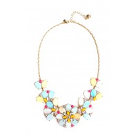 ‘Bungalow Bouquet’ Pastel Shell Flower Statement Necklace